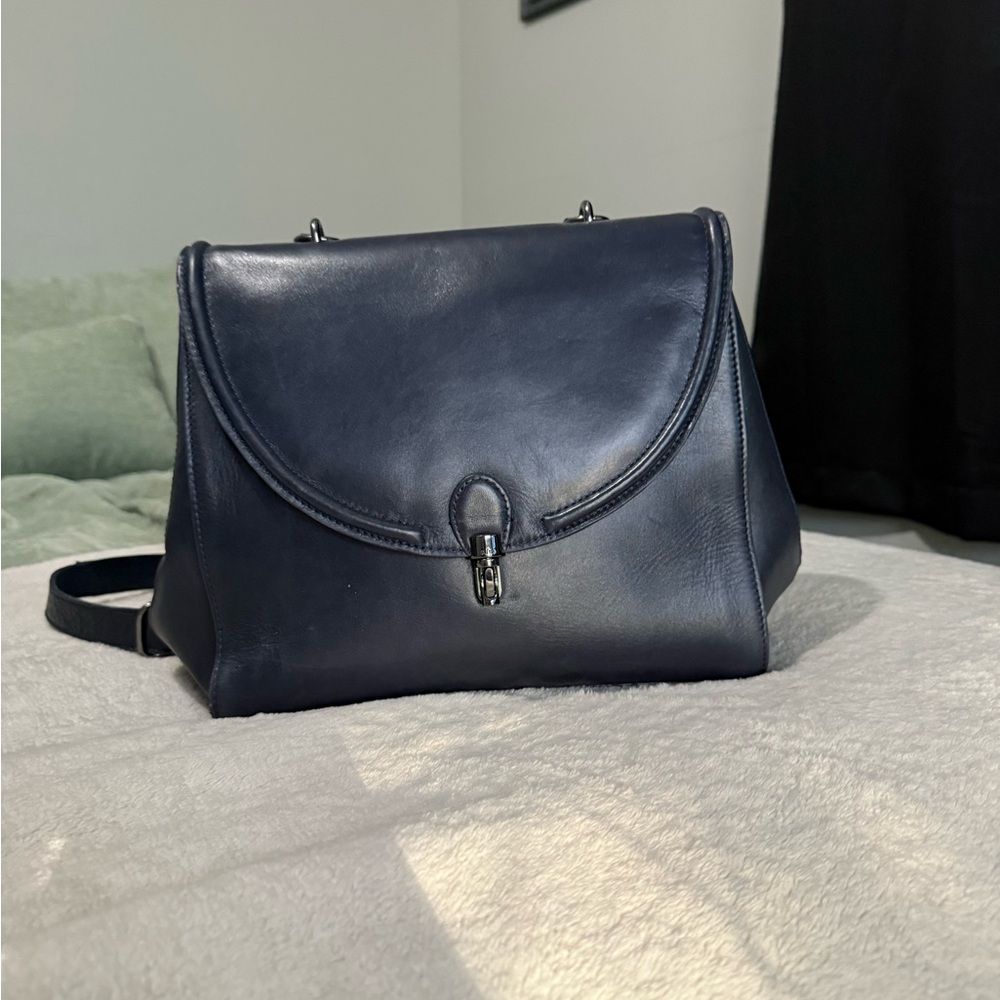 Elegant Navy Leather Women's Bag